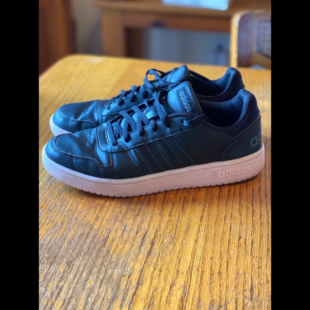 Womens Adidas Black Leather Sneaker